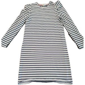 Boden Imogen Breton Striped Shirt Dress size 4 Navy Off White Puff Sleeves
